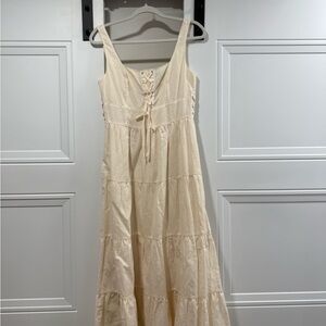 PAIGE Cream Lace-Up Maxi Dress